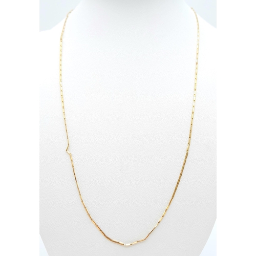 646 - A Vintage 9K Yellow Gold Bar Link Necklace. 50cm. 2.9g weight.