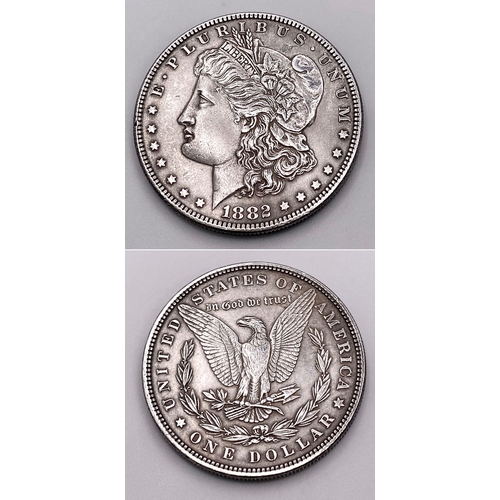 722 - An 1882 USA Morgan Silver Dollar Coin.