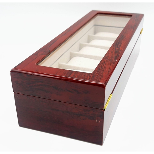 833 - A high-quality wooden watch case for 6 watches (often used by ROLEX and OMEGA dealers) made from hig... 