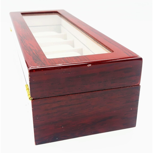 833 - A high-quality wooden watch case for 6 watches (often used by ROLEX and OMEGA dealers) made from hig... 