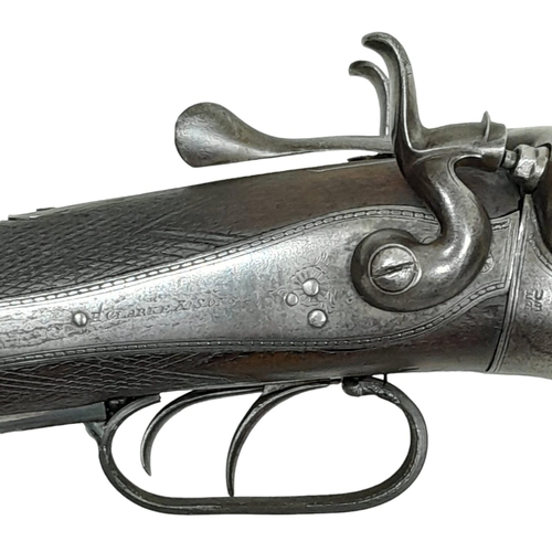 449 - A 12 GUAGE SAWN OFF DOUBLE BARELLED SHOTGUN MADE BY H.CLARKE & SON , SIDE BY SIDE WITH DOUBLE TRIGGE... 