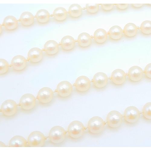 1666 - Beautiful Pearl Necklace with a 9kt Yellow Gold Clasp.
44cm in length and total weight 13.3g.