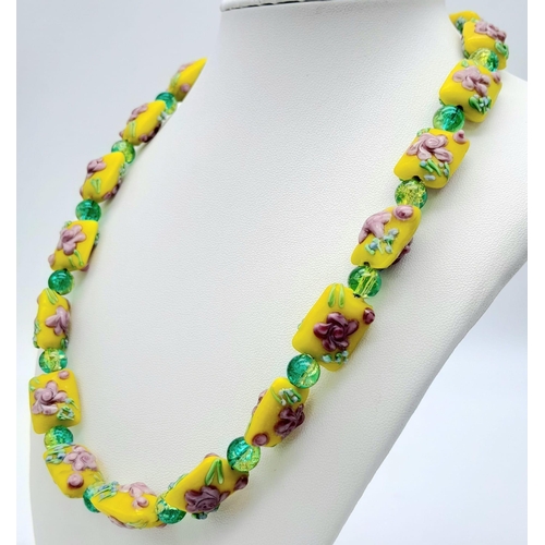 196 - A rare, hand-made, vintage (probably mid 60s) very unusual, Murano glass necklace and matching earri... 