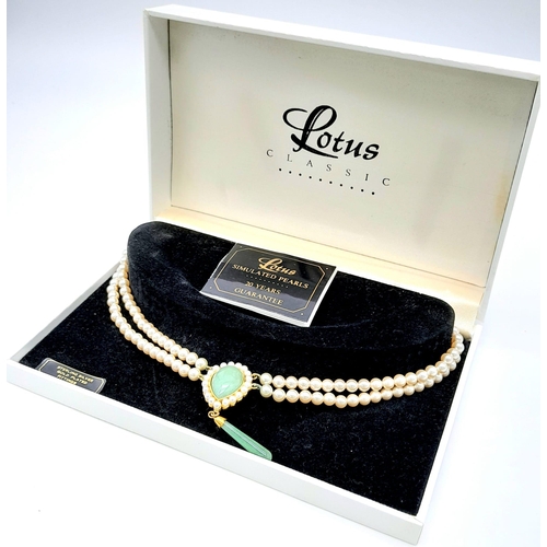 210 - A gem of a bygone era. A vintage, LOTUS CLASSIC sterling silver and pearl necklace with adventuring ... 