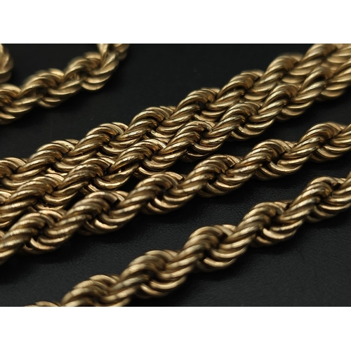 492 - A Vintage 9K Yellow Gold Rope Necklace. 50cm. 9.5g weight.