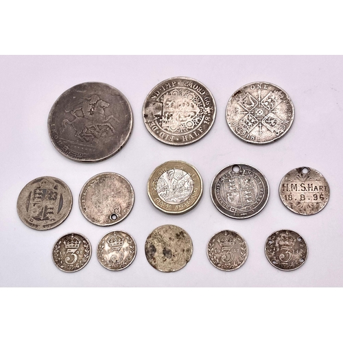 1592 - A Parcel of Eleven Pre 1920 Silver Coins - Please see photos for conditions. 76g total weight.