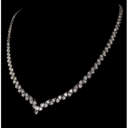 295 - A Breath-Taking 10ct Diamond and Platinum Necklace. Over 180 quality round cut diamonds in a wonderf... 