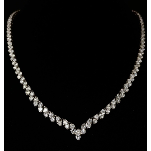 295 - A Breath-Taking 10ct Diamond and Platinum Necklace. Over 180 quality round cut diamonds in a wonderf... 