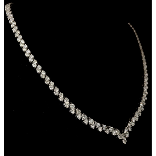 295 - A Breath-Taking 10ct Diamond and Platinum Necklace. Over 180 quality round cut diamonds in a wonderf... 