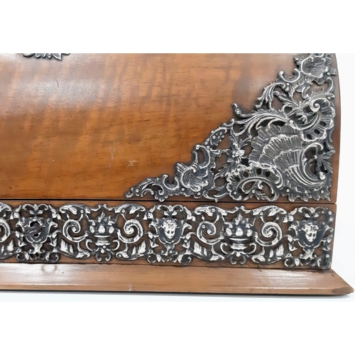 1001 - A large, silver mounted Mahogany Edwardian Stationary Box. Extensive amounts of Silver flourishes th... 