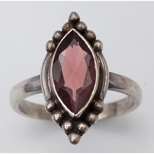 1006 - A matching set of vintage 925 silver Garnet jewellery include a solitaire ring wit size O & multiple... 