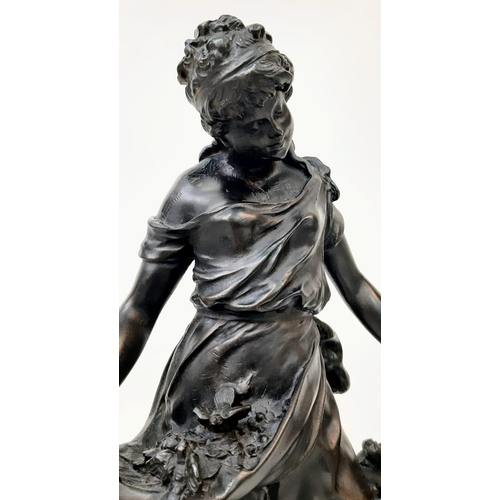 1023 - Charming, large statue depicting a Mother and a Daughter out collecting flowers. Standing 54cm tall,... 