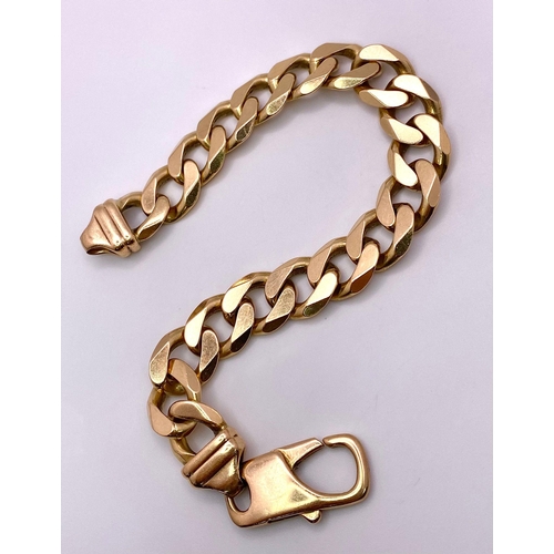 106 - A Vintage 9K Yellow Gold Chunky Curb Bracelet. 22cm. 59.85g weight.