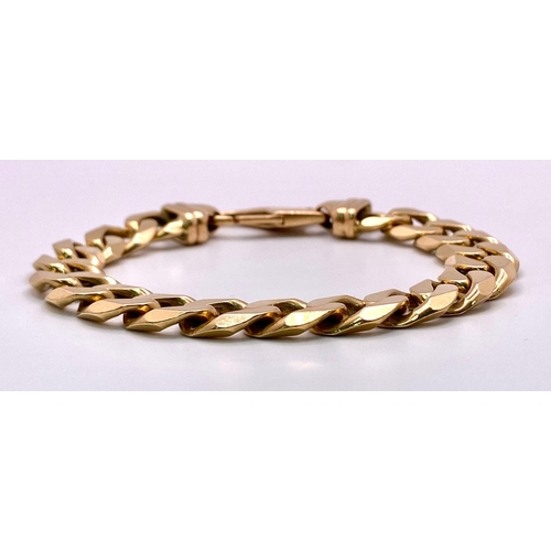 106 - A Vintage 9K Yellow Gold Chunky Curb Bracelet. 22cm. 59.85g weight.