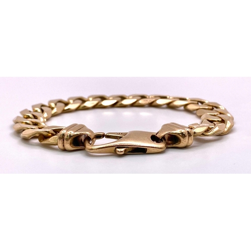 106 - A Vintage 9K Yellow Gold Chunky Curb Bracelet. 22cm. 59.85g weight.