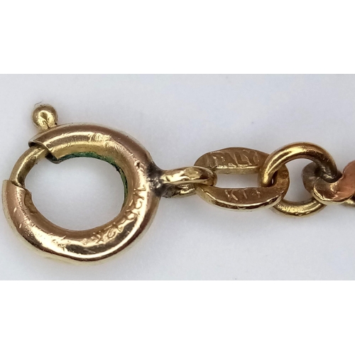 1079 - An Italian 14K Yellow Gold Flat S-Link Necklace. 43cm length. 8.67g weight. Note: Clasp, with minima... 