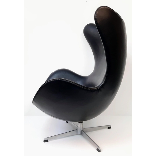 120 - A signed Fritz Hansen example of Arne Jacobsen
Egg chair, dated December 1963 in the original black ... 