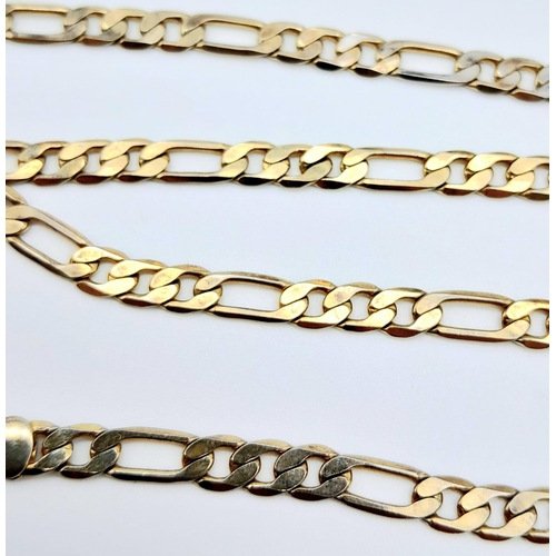 1542 - A 14k Gold Plated 925 Silver Figaro Link Chain. 48cm. 13.62g weight.