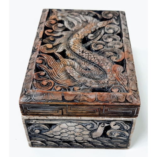 1659 - 19th Century Chinese Hardstone Box. 
Signed to base 'Yong Gu Zhi Bae' meaning Everlasting Treasure. ... 