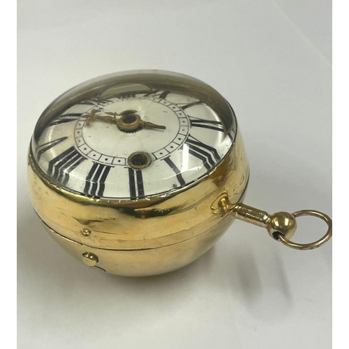 2 - Rare 1600s Oignon single hand Pocket Watch, Girod Copet. French Gilt c1680, Ticks if touch the fly w... 