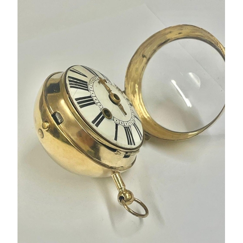 2 - Rare 1600s Oignon single hand Pocket Watch, Girod Copet. French Gilt c1680, Ticks if touch the fly w... 