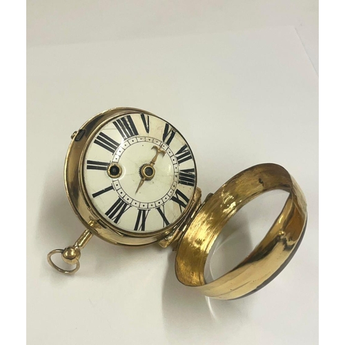 2 - Rare 1600s Oignon single hand Pocket Watch, Girod Copet. French Gilt c1680, Ticks if touch the fly w... 