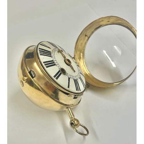 2 - Rare 1600s Oignon single hand Pocket Watch, Girod Copet. French Gilt c1680, Ticks if touch the fly w... 