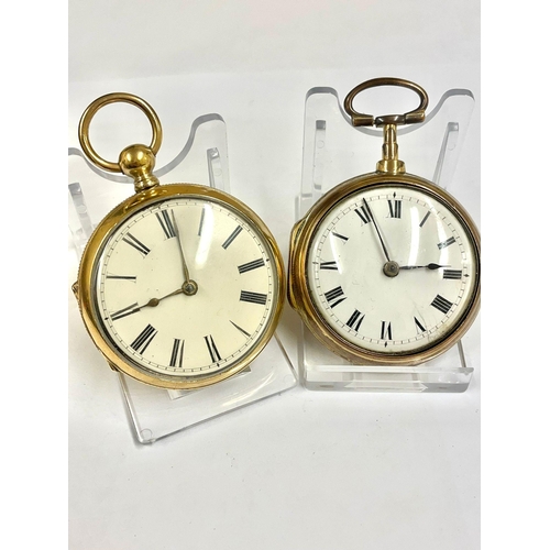 346 - 2x Gilt verge fusee pocket watch, one is in working order