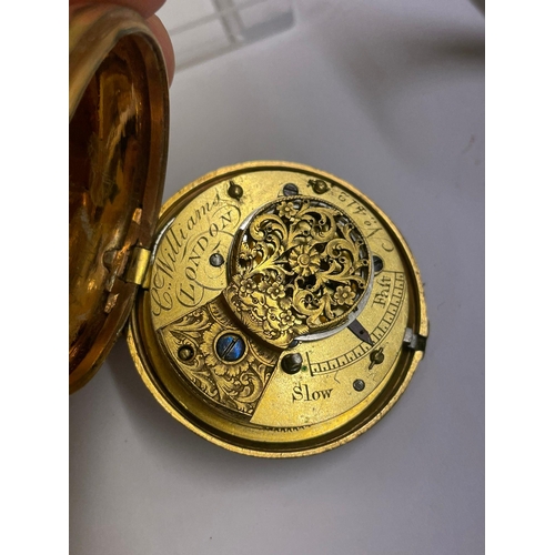 346 - 2x Gilt verge fusee pocket watch, one is in working order