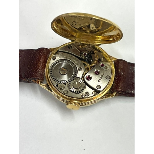 360 - A vintage 18ct gold ladies Rolex Tudor with Rolex box, circular cream face with black dials and leaf... 