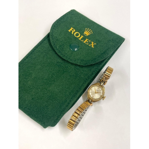 795 - Vintage Ladies Tudor watch with Rolex pouch, working