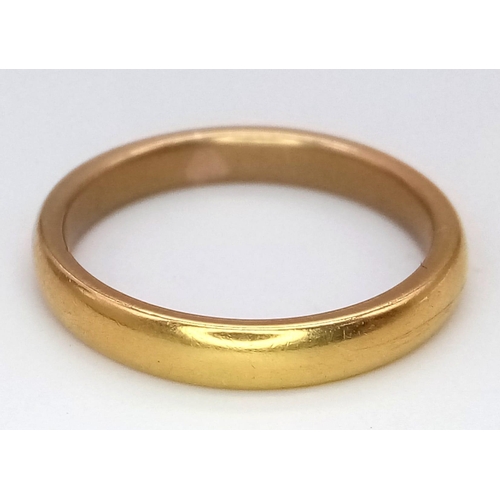 80 - A Vintage 22K Yellow Gold Band Ring. Size O. 4.93g weight.