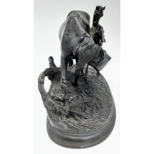 800 - An Excellent Quality Late 19th Century Bronze Sculpture of a Mare and Her Rearing Colt by Pierre-Jul... 