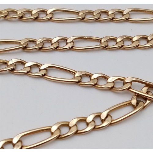 808 - A Vintage 9K Yellow Gold Figaro Link Necklace. 42cm length. 
3.72g total weight.