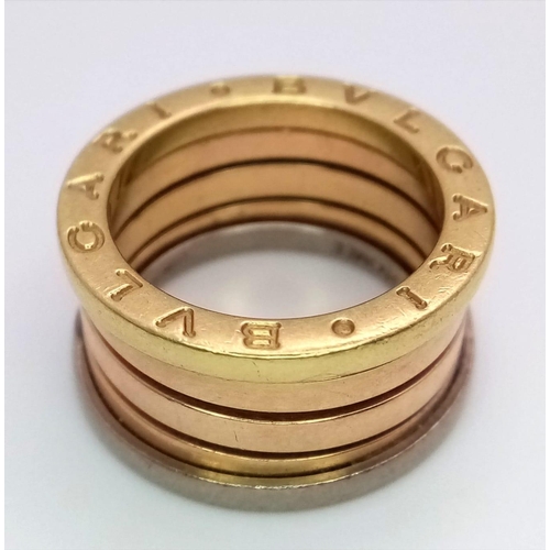 1705 - A 18K 3 COLOUR BVLGARI B ZERO RING 11.1G SIZE K RRP £2720
ref: SC 5133