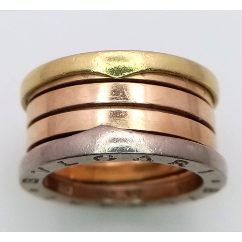 1705 - A 18K 3 COLOUR BVLGARI B ZERO RING 11.1G SIZE K RRP £2720
ref: SC 5133