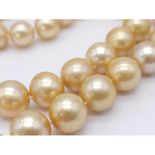 113 - Luxurious Fresh Water Pearl Necklace with an ornate 18kt Yellow Gold Vintage Clasp. 
Measures 44cm i... 