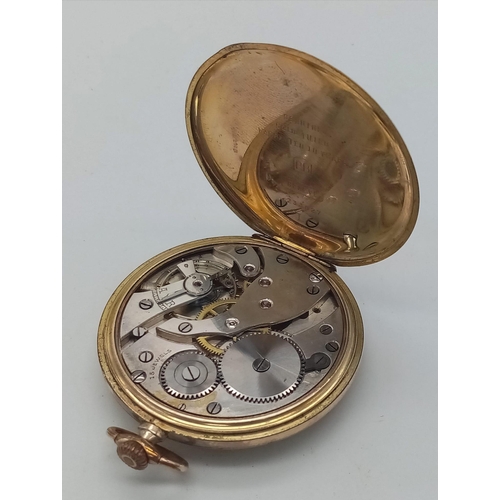 1472 - An Art Deco 1920s Tempo Gold Filled Case Pocket Watch. 15 jewels - clean movement. Top winder. Decor... 