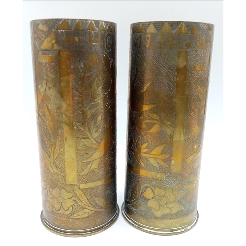 1287 - INERT WW1 French Trench Art Vases made from spent shell cases. UK Mainland Sales Only