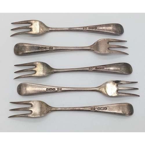 1531 - A set of 5 Antique sterling silver dessert forks. Full hallmarks Sheffield, 1909. Total weight 53G. ... 