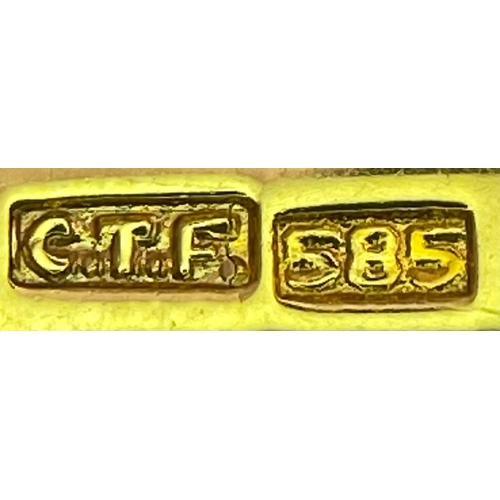 312 - A Pair of 14K Yellow Gold and Diamond Cufflinks. Rich gold, rectangular cufflinks with a decorative ... 