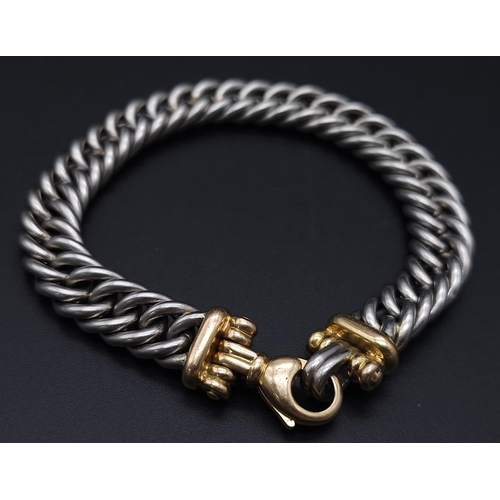 562 - A Beautifully Constructed Platinum and 18K Gold (tested) Curb Link Bracelet. 18cm. 50.3g total weigh... 