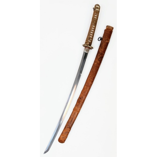 417 - WW2 Japanese Naval Officers Sword. Nice Markings on the Tang. However, slight damage to the blade ed... 