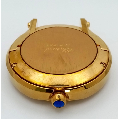 1216 - A Chopard Happy Sport Gold Plated Table Clock. Quartz movement. 7.5cm diameter. White dial with Roma... 