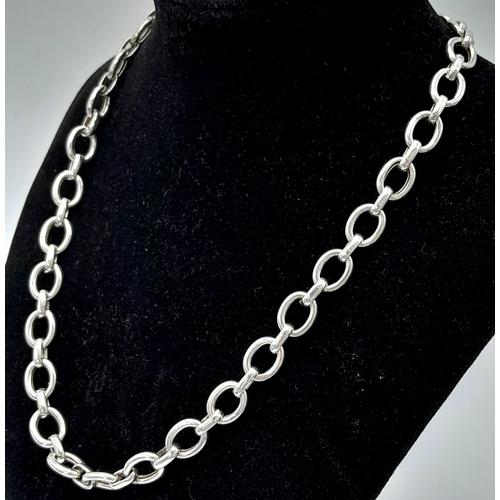 1701 - A STERLING SILVER ZINZI OVAL LINK NECKLACE. TOTAL WEIGHT 34.2G. TOTAL LENGTH 50CM.