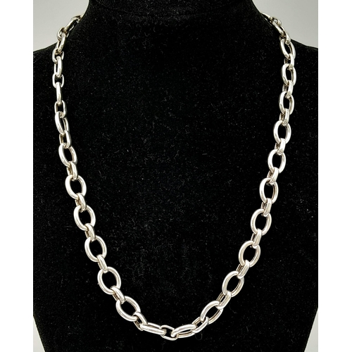 1701 - A STERLING SILVER ZINZI OVAL LINK NECKLACE. TOTAL WEIGHT 34.2G. TOTAL LENGTH 50CM.