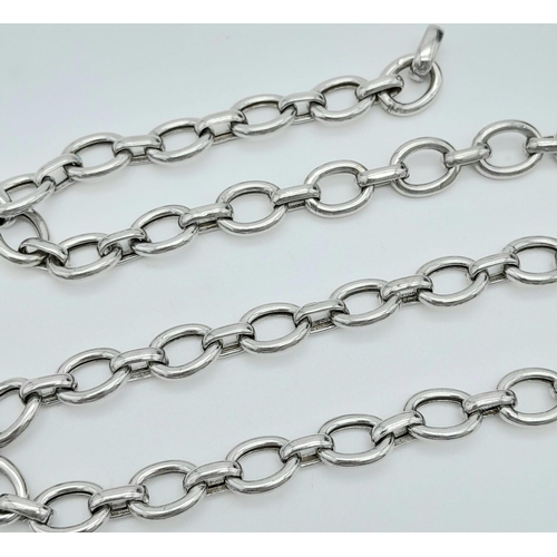 1701 - A STERLING SILVER ZINZI OVAL LINK NECKLACE. TOTAL WEIGHT 34.2G. TOTAL LENGTH 50CM.