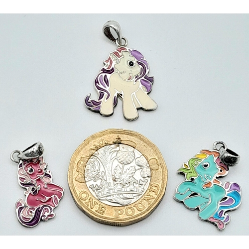 1111 - 3 x STERLING SILVER MY LITTLE PONY CHARMS. 6.2G TOTAL WEIGHT.    Ref: SC 7015