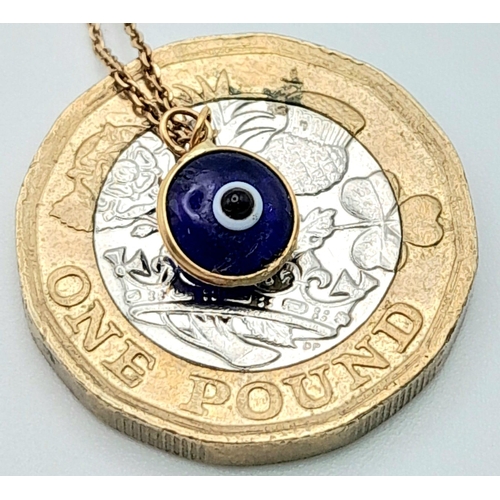 1191 - An 18K Yellow Gold Evil Eye Choker Necklace. 38cm length.
2g total weight.