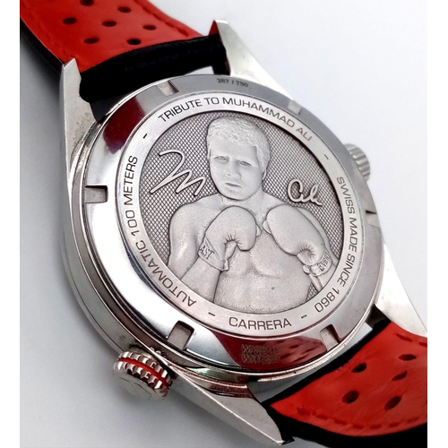 12 - A TAG HEUER CARRERA LIMITED EDITION (MUHAMMED ALI) WATCH WITH ARABIC NUMERALS AND ON THE ORIGINAL TA... 